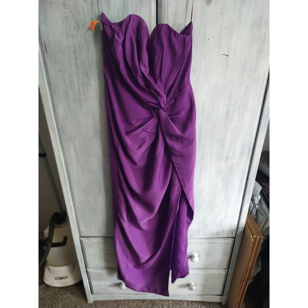 Fashion Nova Strapless Purple Maxi Side Slit Dress Nwt Purple Y2K City - Picture 4 of 14